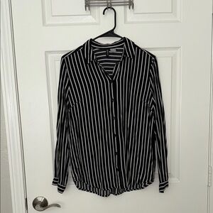 Divided Black and White Casual Button Down Shirt